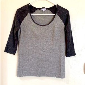 James Perse Grey Two Tone Baseball T-shirt